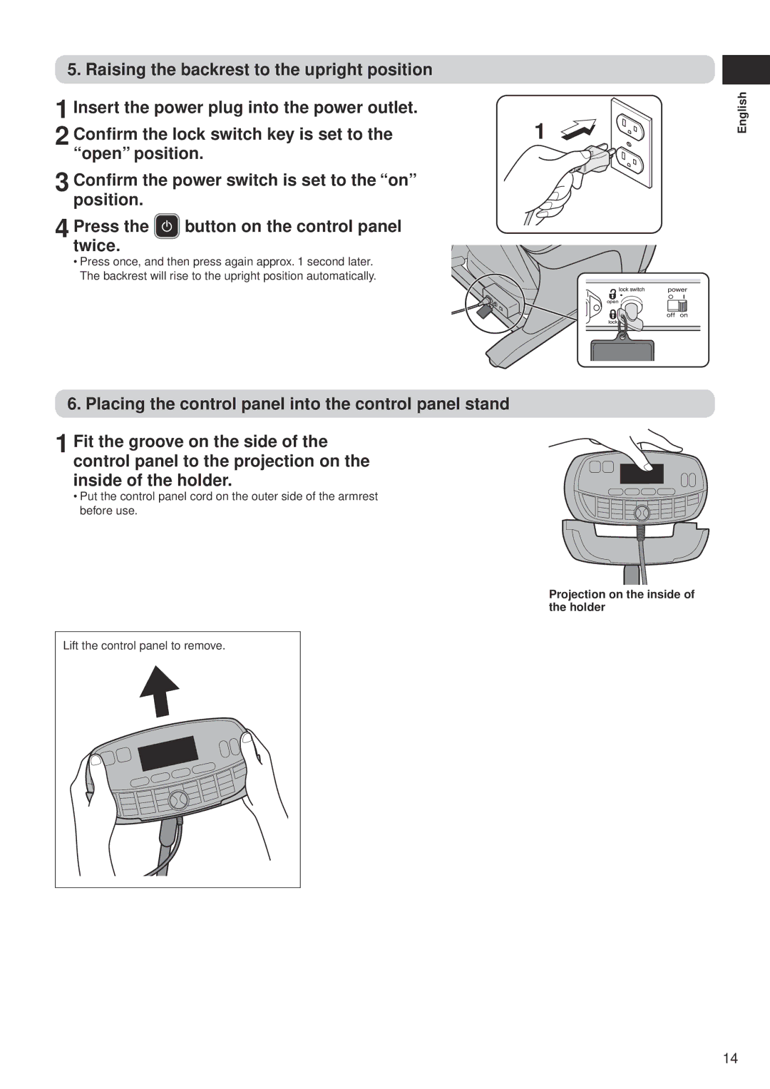 Panasonic EP-MA10 manual Projection on the inside of the holder 