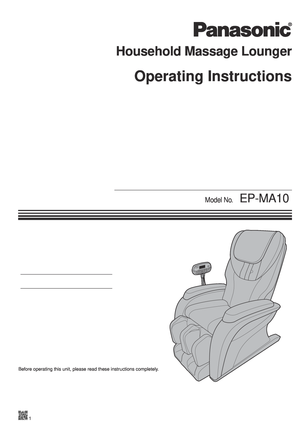 Panasonic manual Operating Instructions, Household Massage Lounger, Model No. EP-MA10 