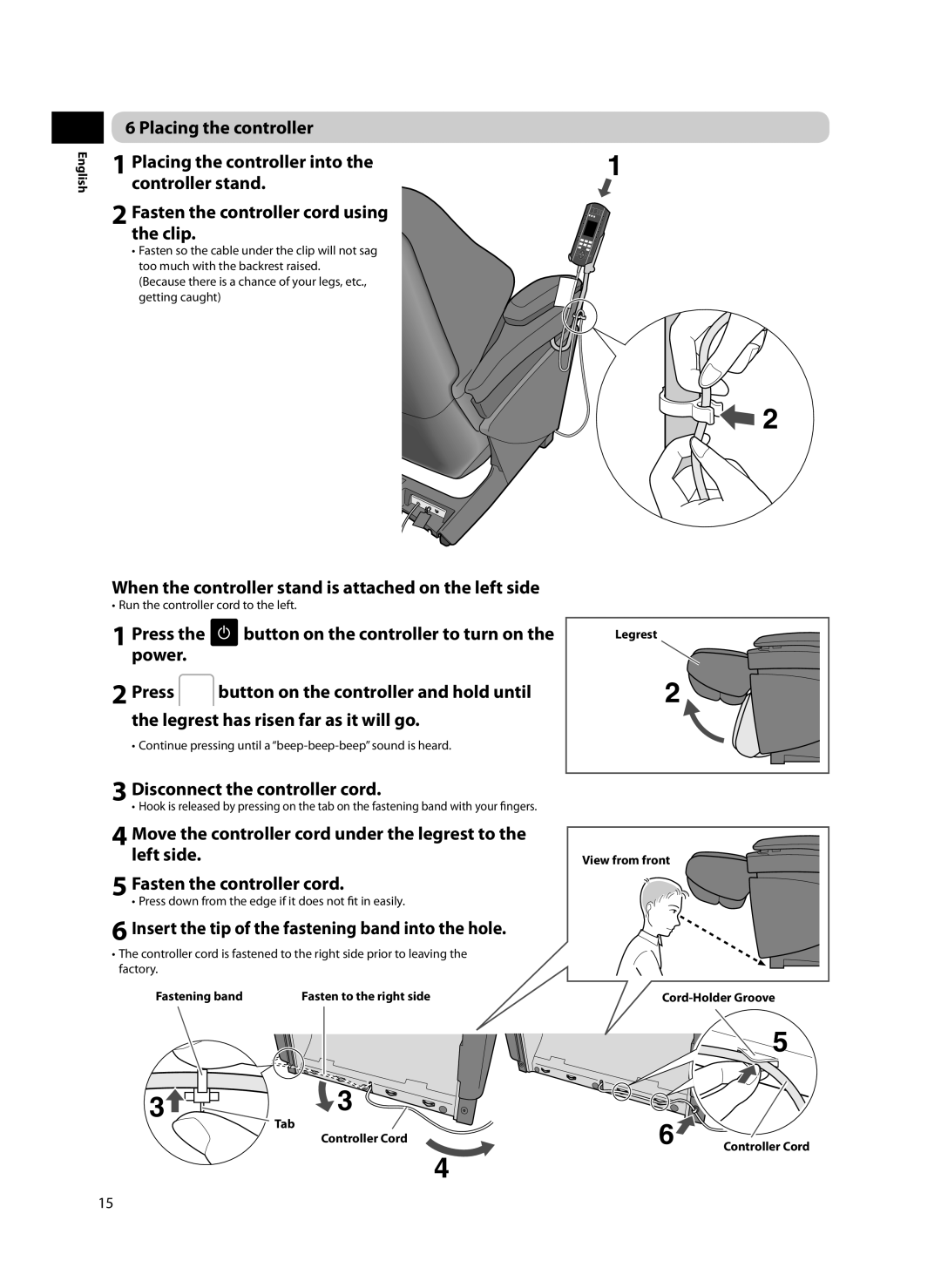 Panasonic EP-MA70 specifications When the controller stand is attached on the left side 