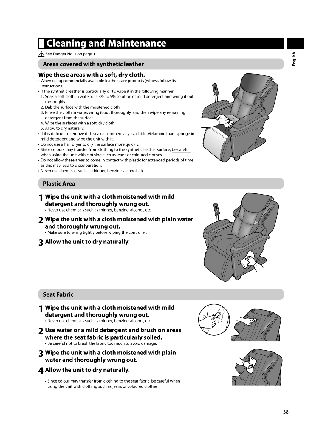 Panasonic EP-MA70 specifications Cleaning and Maintenance 