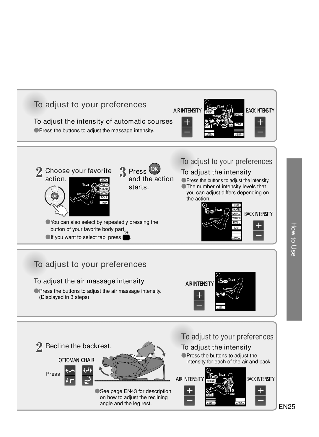 Panasonic EP-MA73 manual To adjust to your preferences 