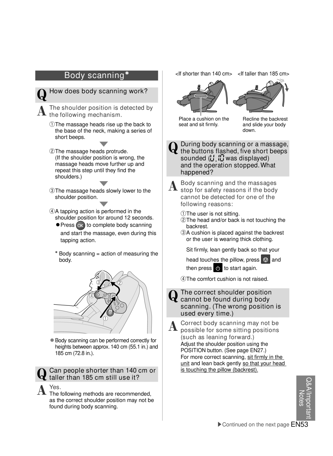 Panasonic EP-MA73 Body scanning, How does body scanning work?, Shoulder position is detected by the following mechanism 