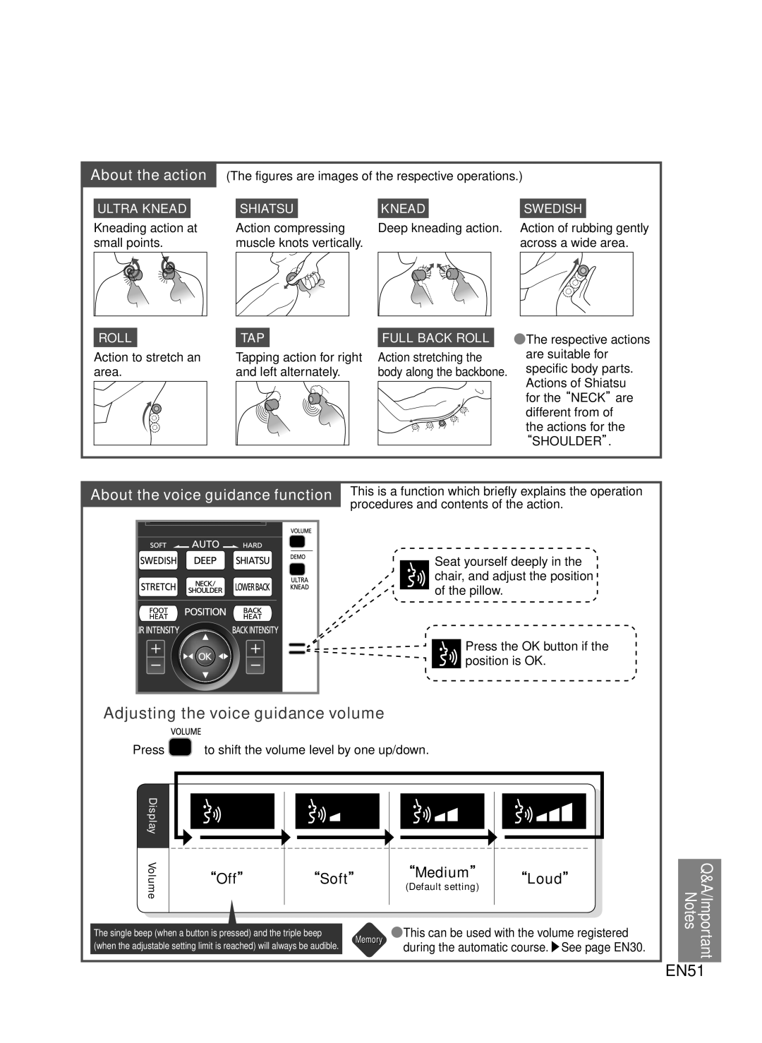Panasonic EP-MA73 Adjusting the voice guidance volume, EN51, About the voice guidance function, “Off ”, “Soft ”, “Medium ” 