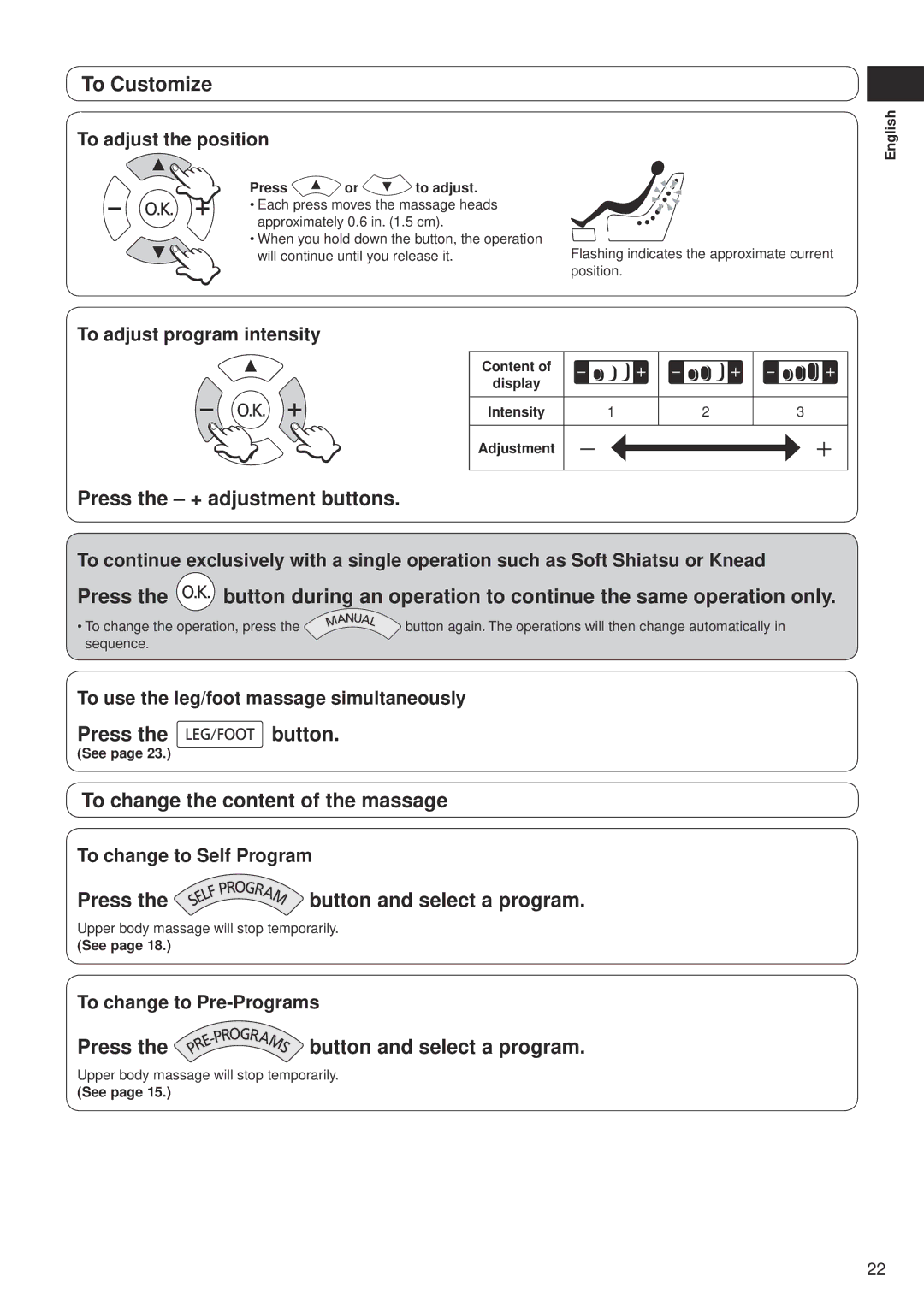 Panasonic EP-MS40 manual To adjust the position, Press or to adjust 