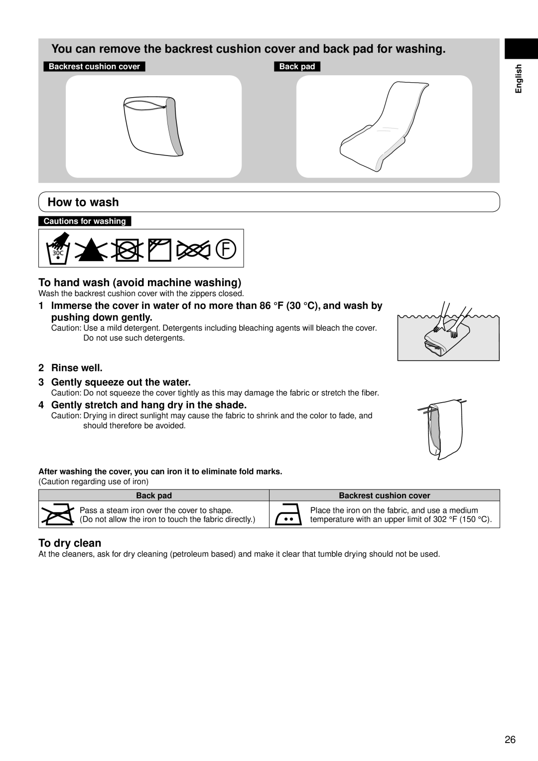 Panasonic EP-MS40 manual How to wash, To hand wash avoid machine washing, To dry clean 