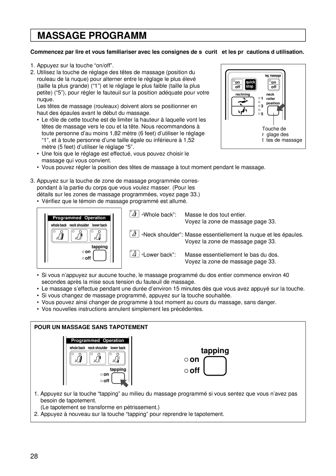 Panasonic EP1015 manuel dutilisation Massage Programmé 