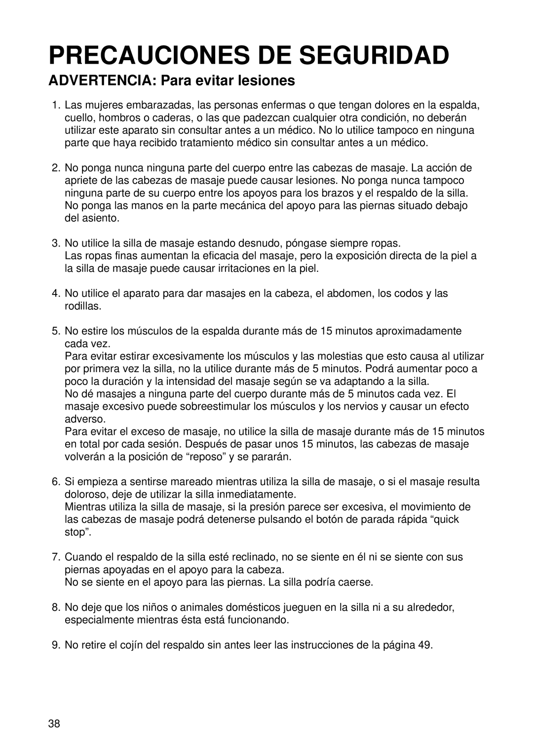 Panasonic EP1015 manuel dutilisation Precauciones DE Seguridad, Advertencia Para evitar lesiones 