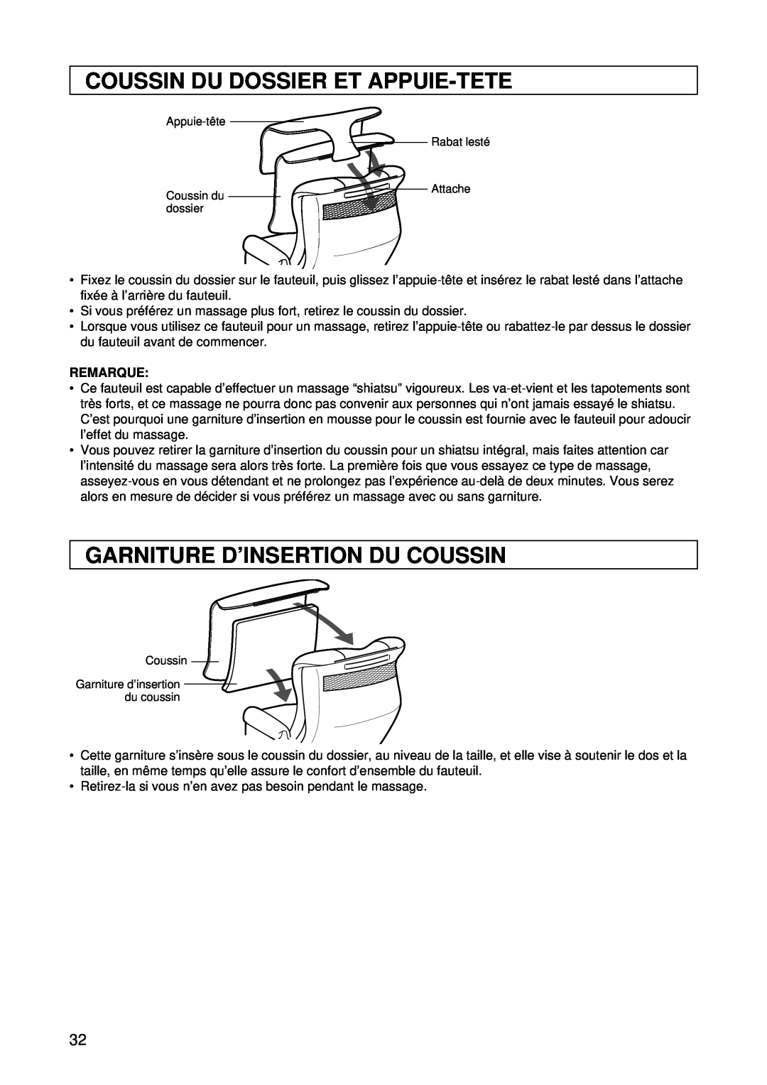 Panasonic EP1015 Coussin Du Dossier Et Appuie-Tete, Garniture D’Insertion Du Coussin, Appuie-tête, Coussin du dossier 