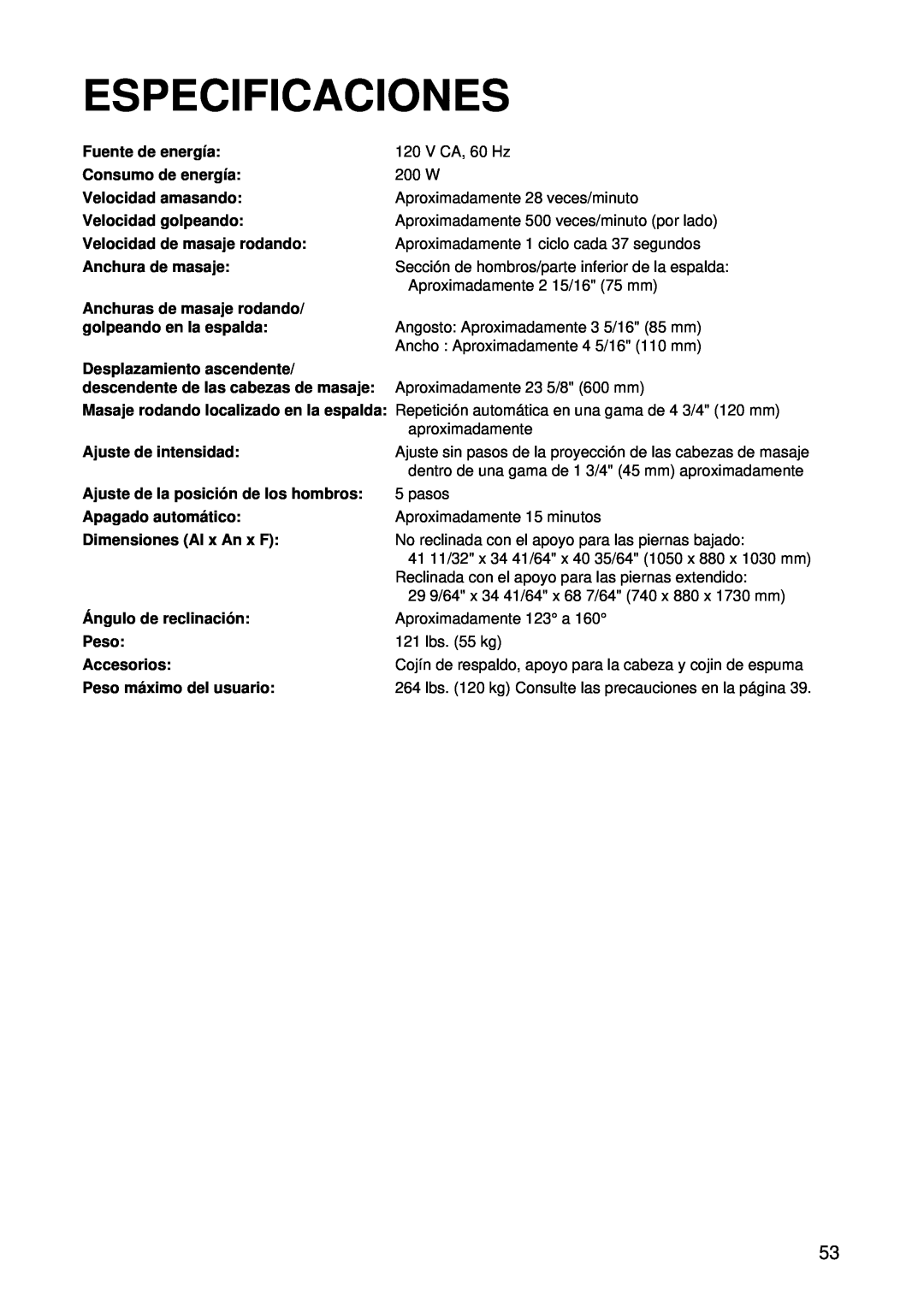 Panasonic EP1015 manuel dutilisation Especificaciones 