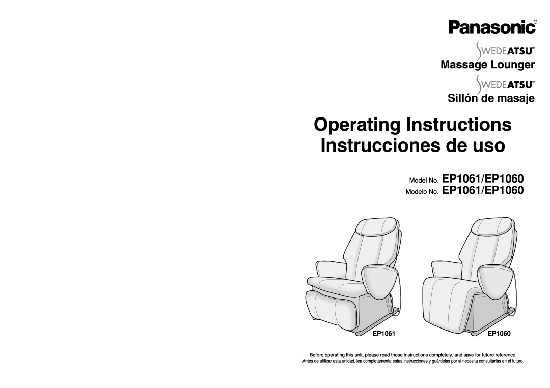 Panasonic manual Sillón de masaje, EP1061/EP1060 EP1061/EP1060, InstruccionesModeloNo. de uso 