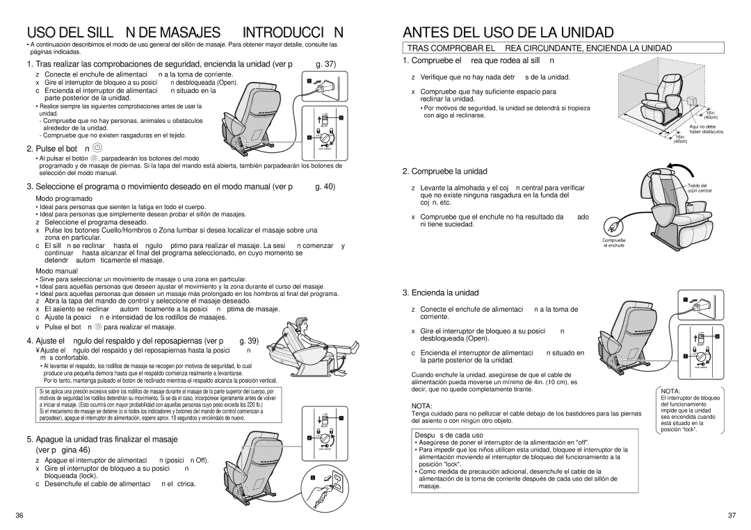 Panasonic EP1061 manual Antes DEL USO DE LA Unidad, Tras Comprobar EL Á REA CIRCUNDANTE, Encienda LA Unidad 