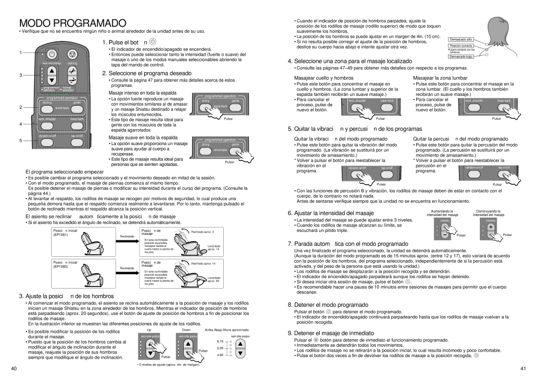 Panasonic EP1061 manual Modo Programado 