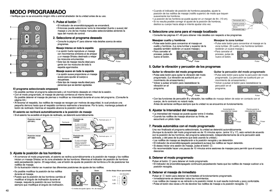 Panasonic EP1061 manual Modo Programado 