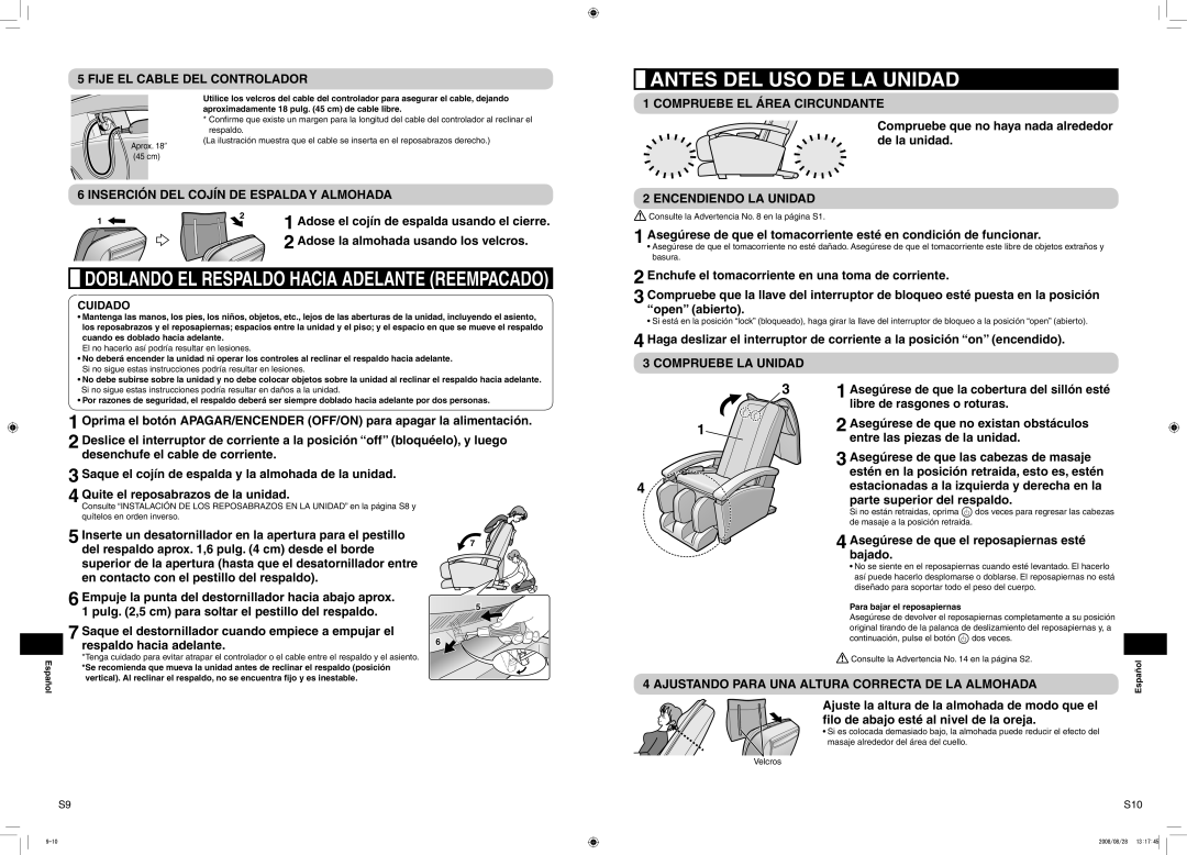 Panasonic EP1285 manual Antes DEL USO DE LA Unidad 