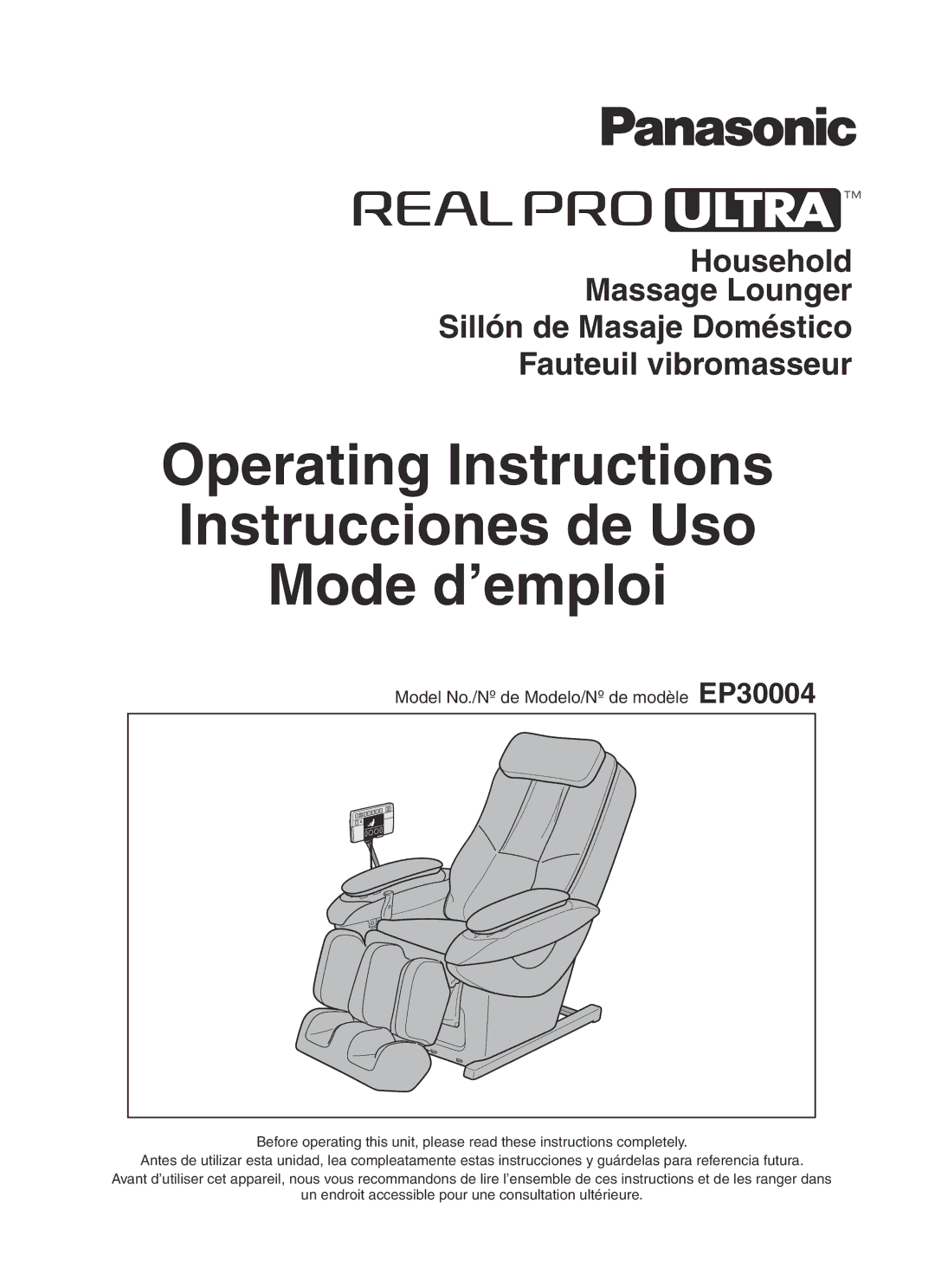 Panasonic EP30004 manual Operating Instructions Instrucciones de Uso Mode d’emploi 