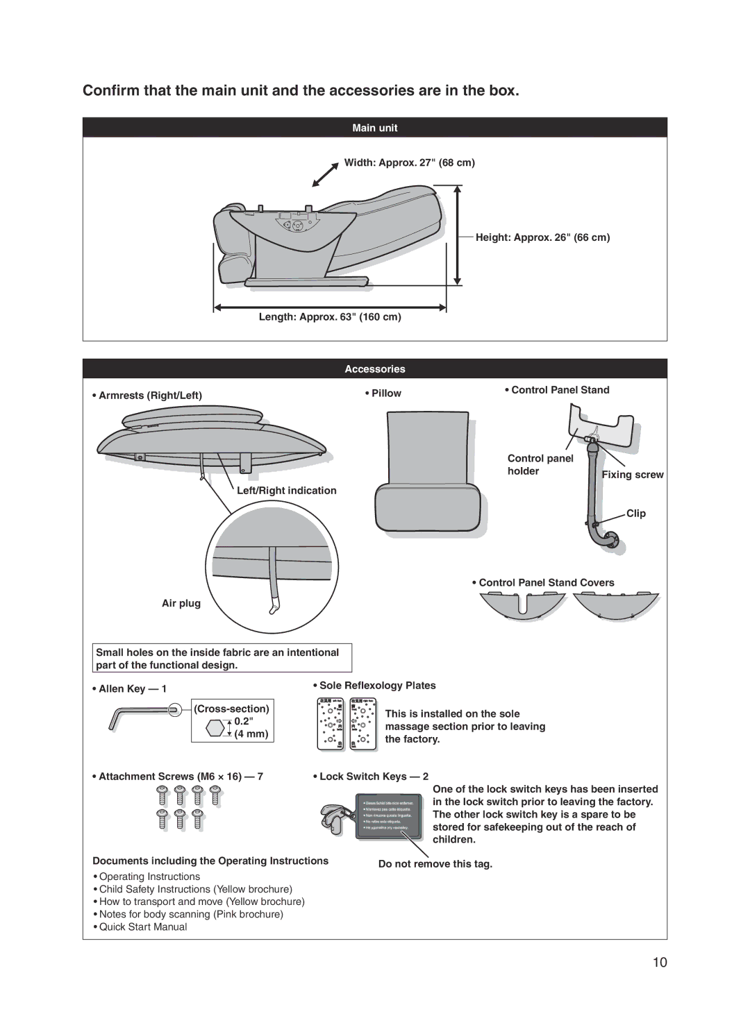 Panasonic EP30004 manual Width Approx 68 cm Height Approx 66 cm Length Approx 160 cm, Accessories 