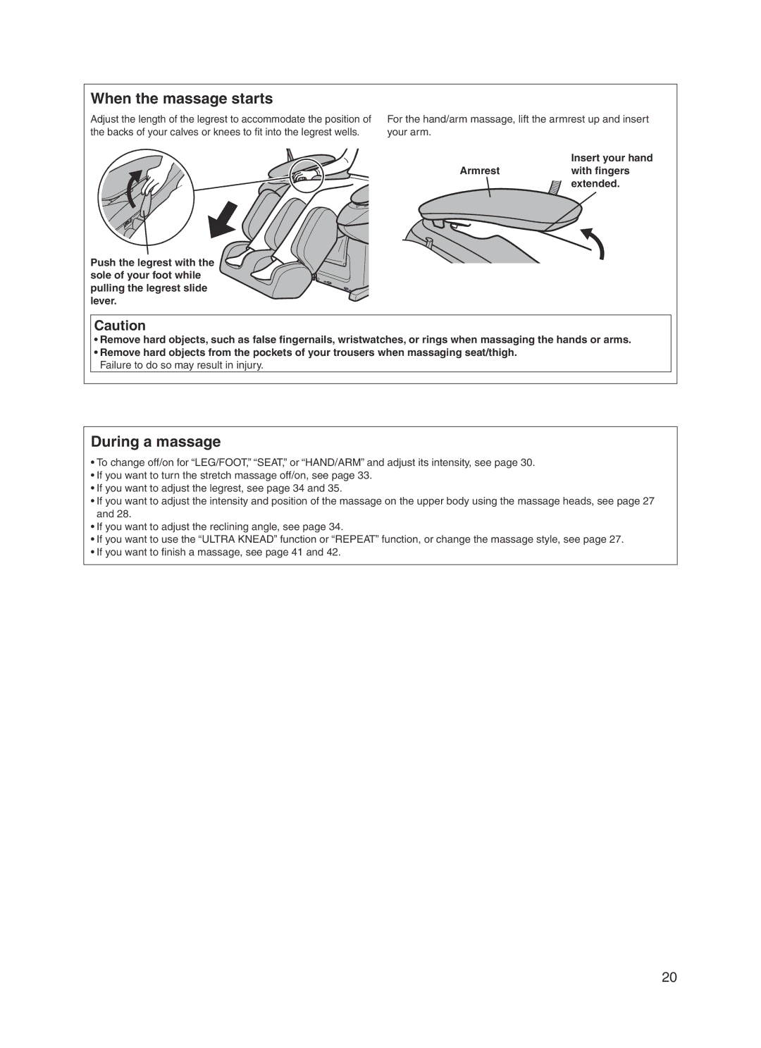 Panasonic EP30004 manual When the massage starts, During a massage 