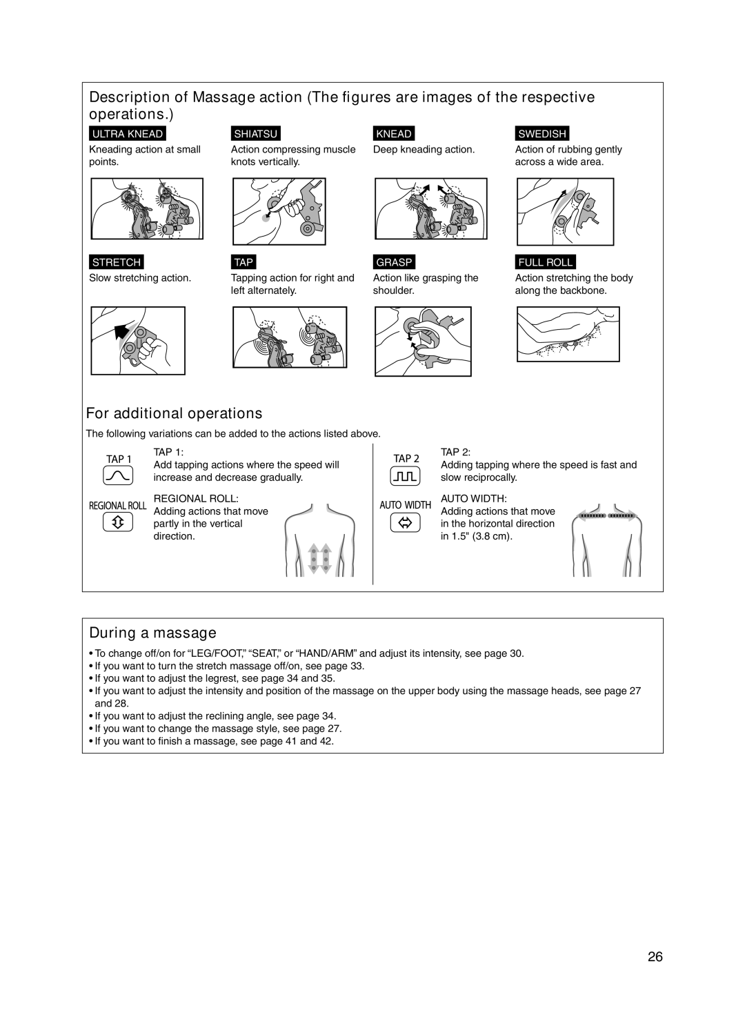 Panasonic EP30004 manual For additional operations, Ultra Knead Shiatsu Swedish 