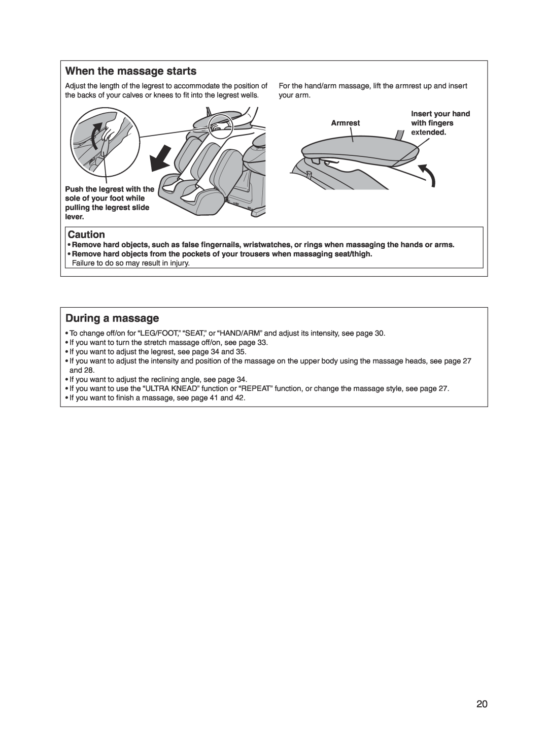Panasonic EP30004 manual When the massage starts, During a massage 