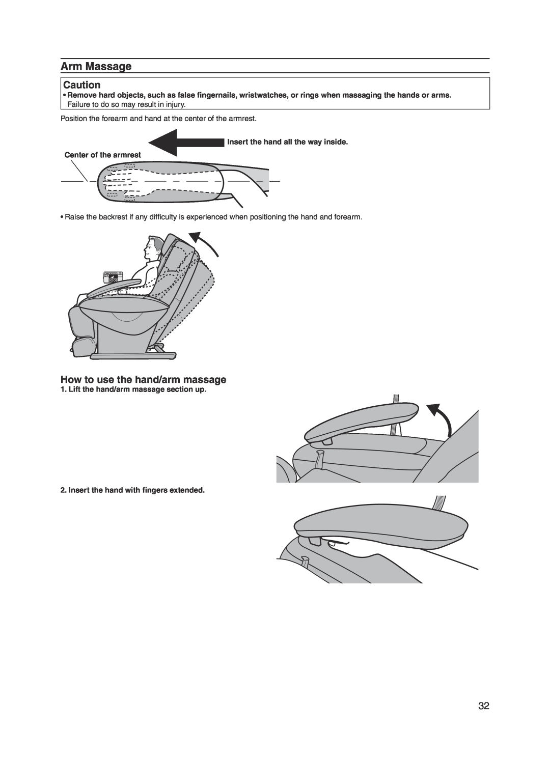 Panasonic EP30004 manual Arm Massage, How to use the hand/arm massage 