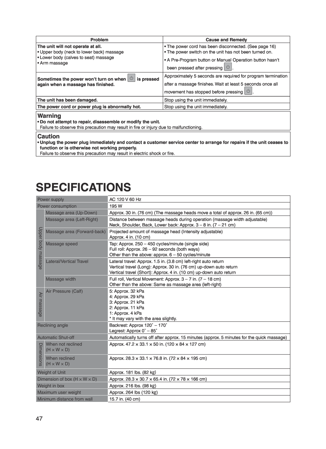 Panasonic EP30004 manual Specifications 