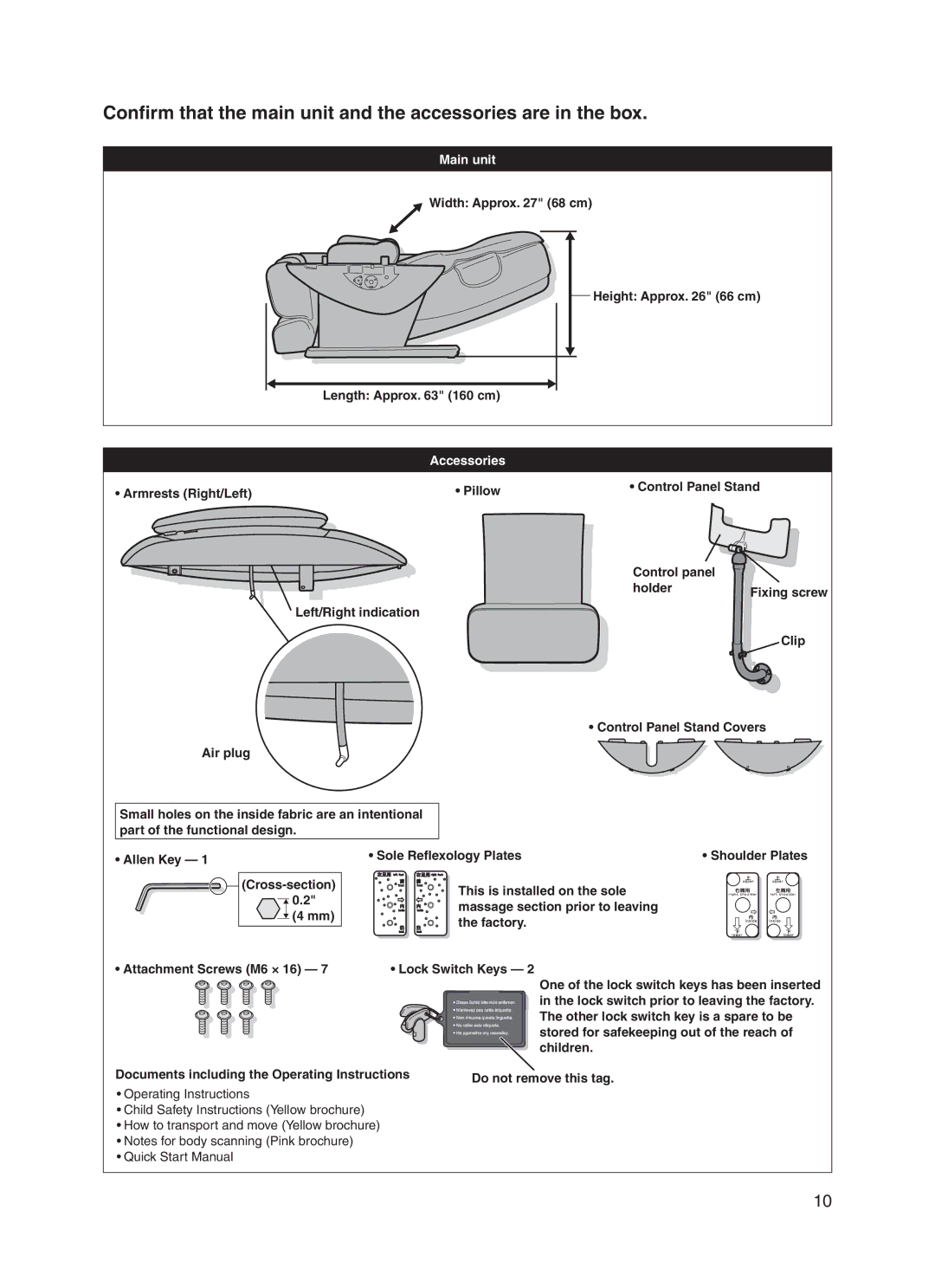 Panasonic EP30006 operating instructions Width Approx 68 cm Height Approx 66 cm Length Approx 160 cm, Accessories 