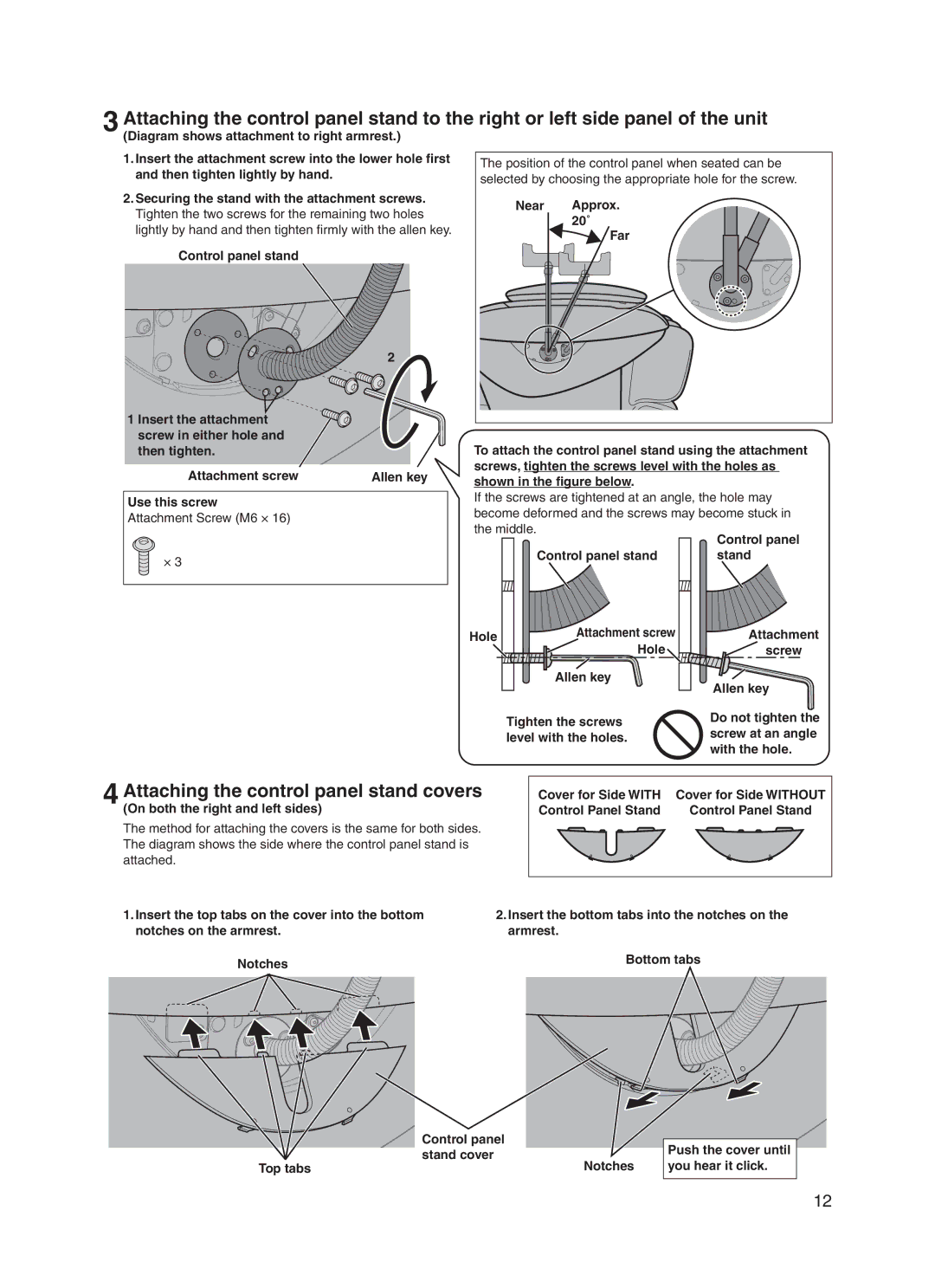 Panasonic EP30006 operating instructions Attaching the control panel stand covers 