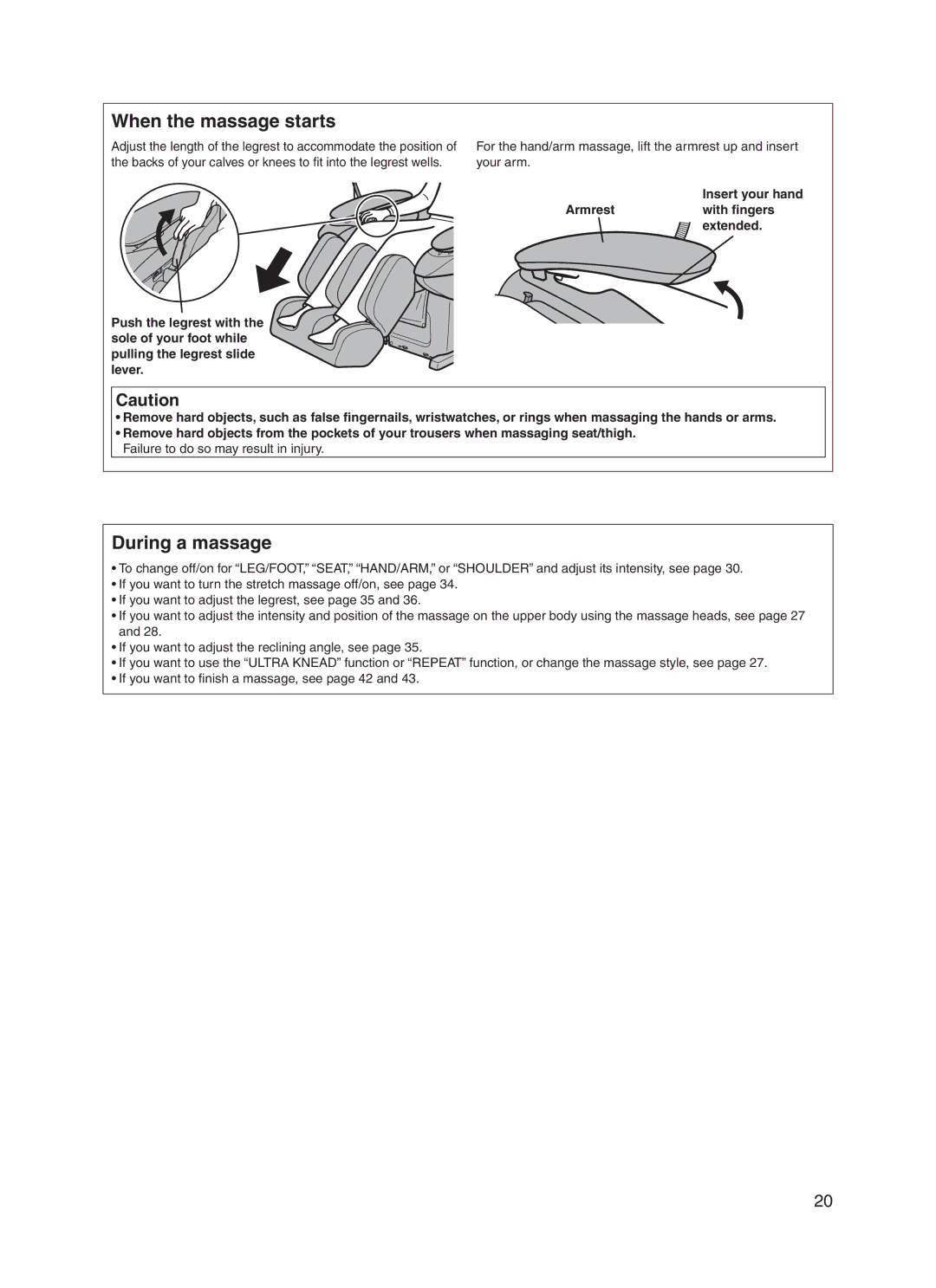 Panasonic EP30006 operating instructions When the massage starts, During a massage 