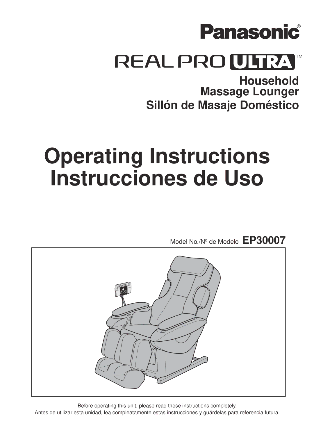 Panasonic EP30007 operating instructions Operating Instructions Instrucciones de Uso 