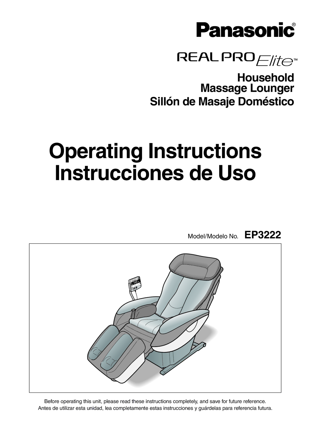 Panasonic EP322 manual Operating Instructions Instrucciones de Uso 