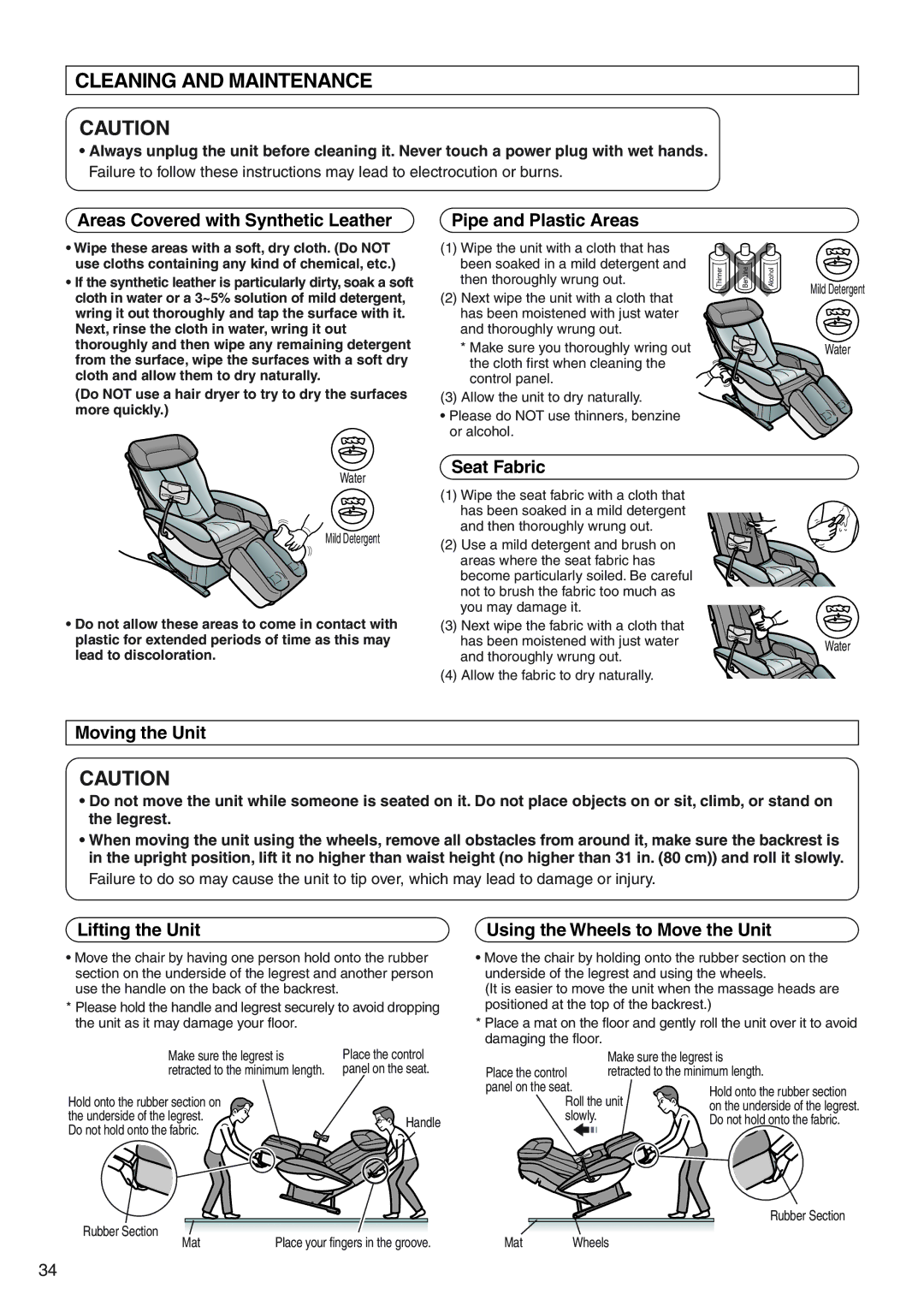 Panasonic EP322 manual Cleaning and Maintenance 