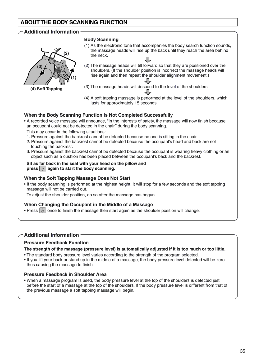 Panasonic EP322 manual About the Body Scanning Function 