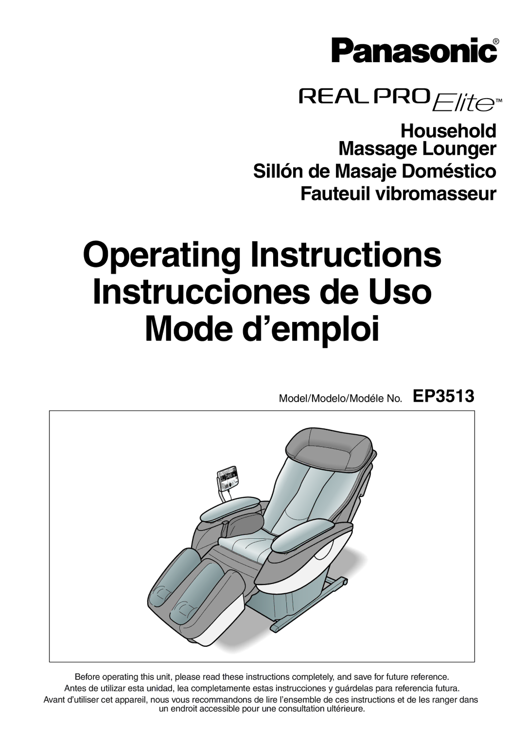 Panasonic EP3513 manual Operating Instructions Instrucciones de Uso Mode d’emploi 