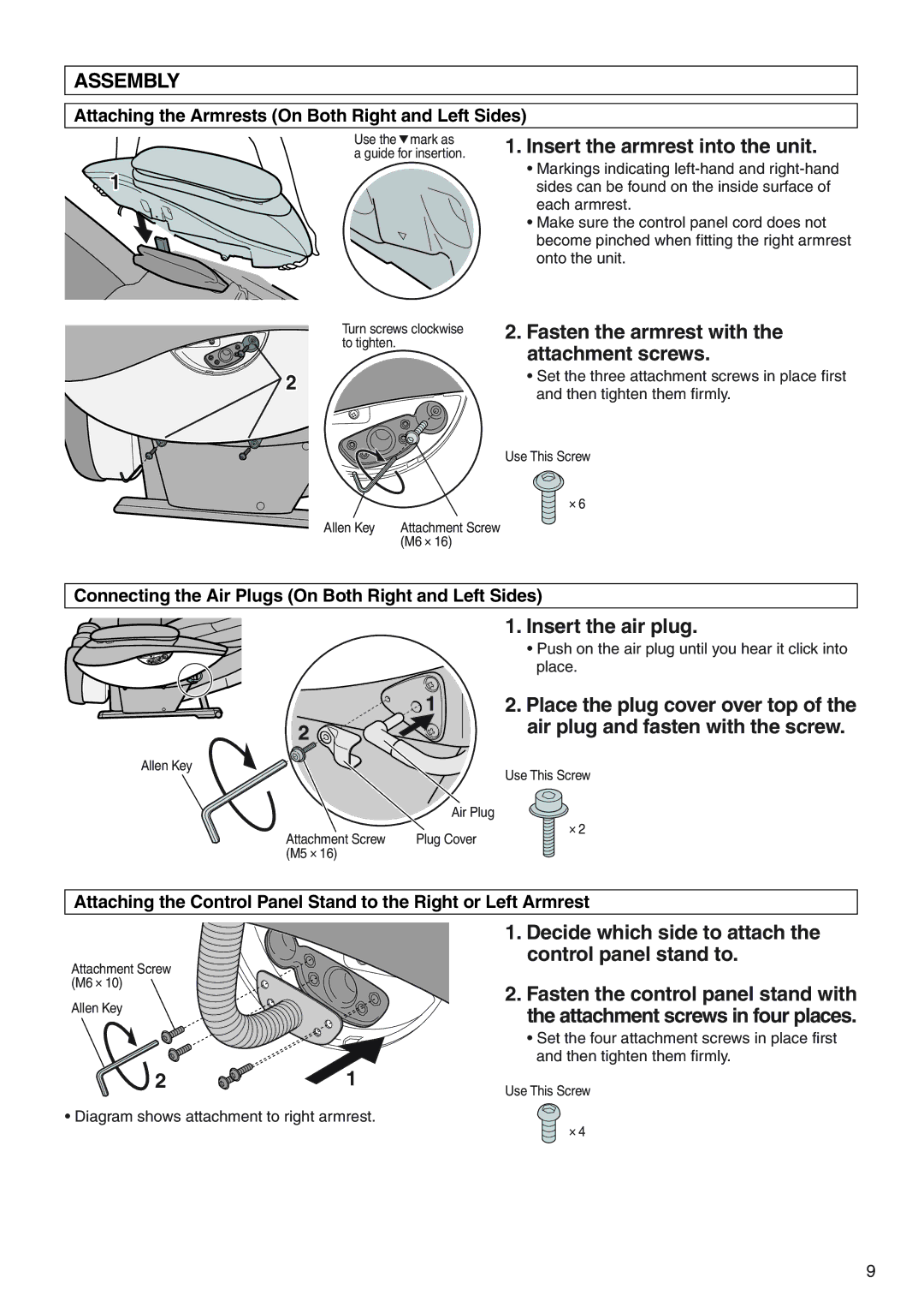 Panasonic EP3513 manual Insert the armrest into the unit 