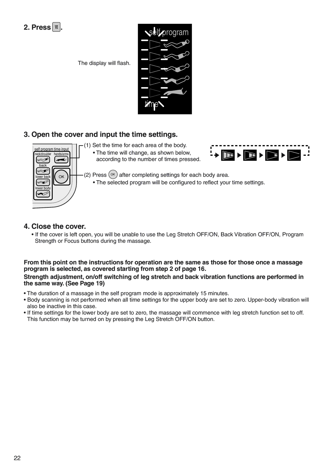 Panasonic EP3513 manual Open the cover and input the time settings, Close the cover 