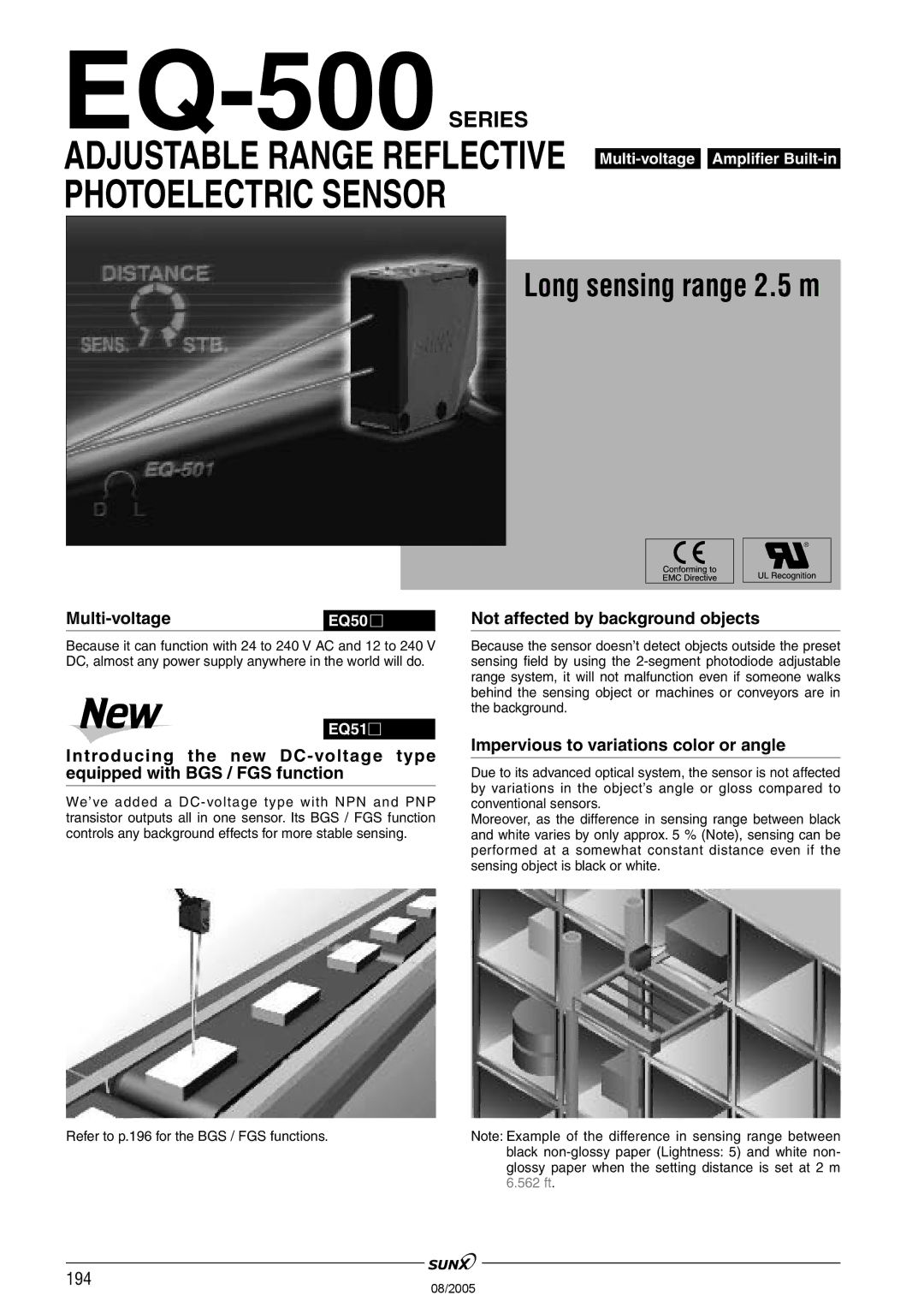 Panasonic EQ-500 Series manual EQ-500SERIES, Impervious to variations color or angle 