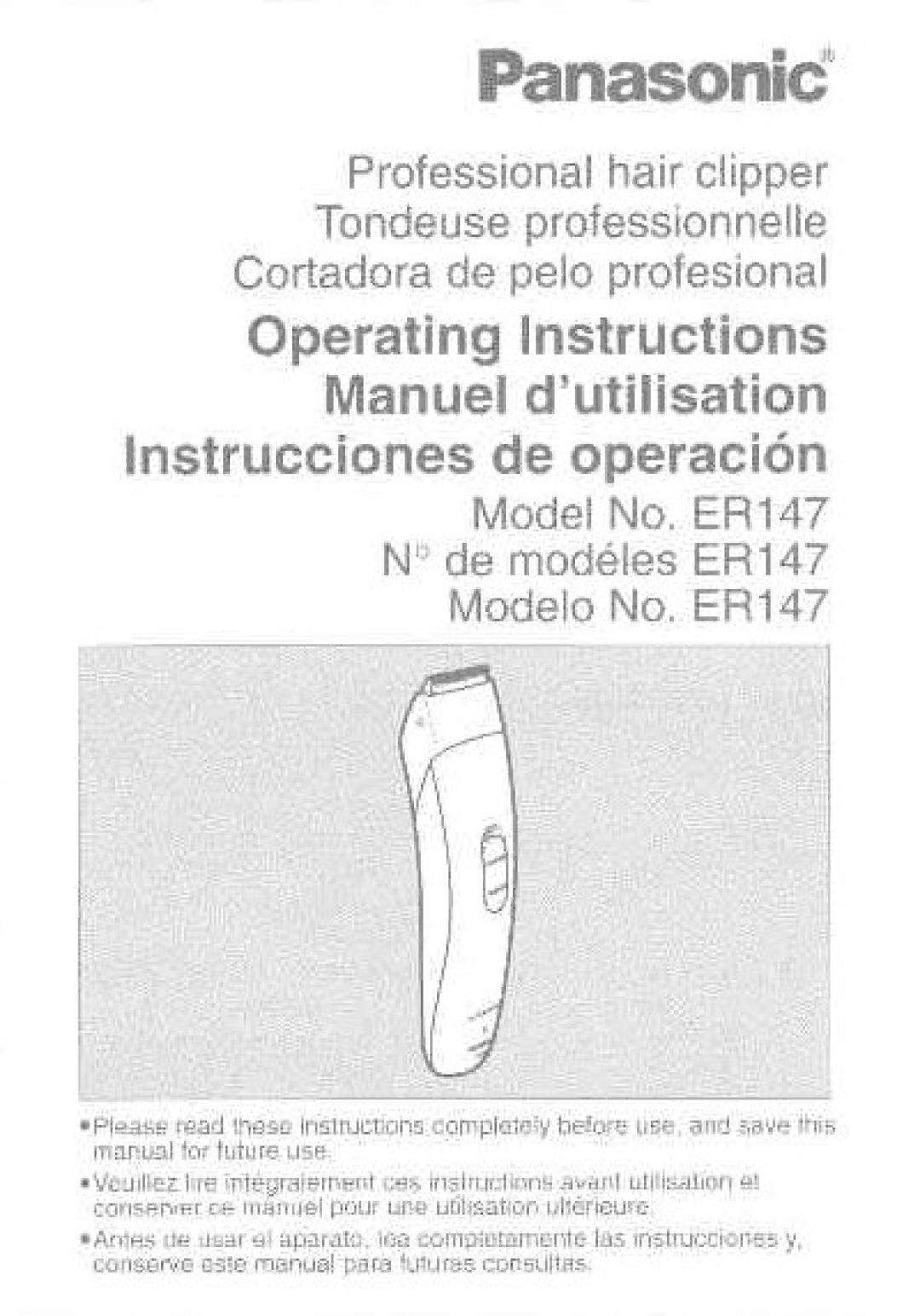 Panasonic ER147 manual 