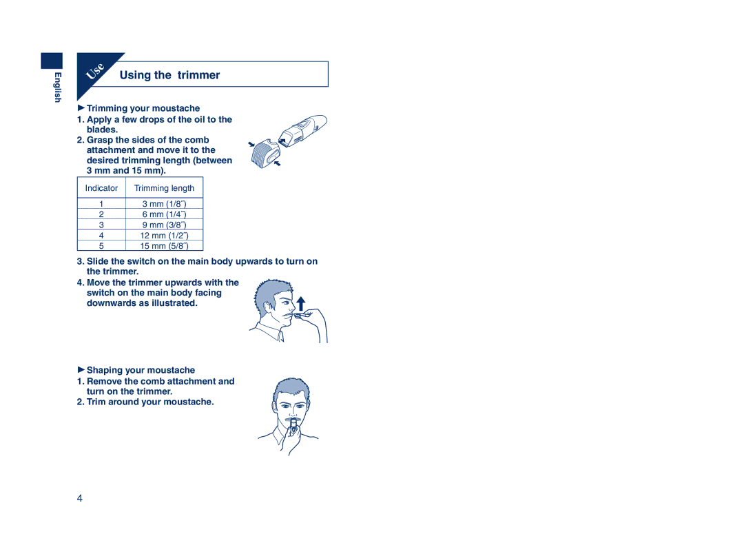 Panasonic ER2403 operating instructions Using the trimmer 