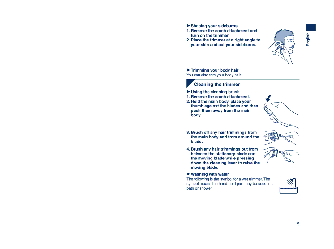 Panasonic ER2403 operating instructions Cleaning the trimmer 