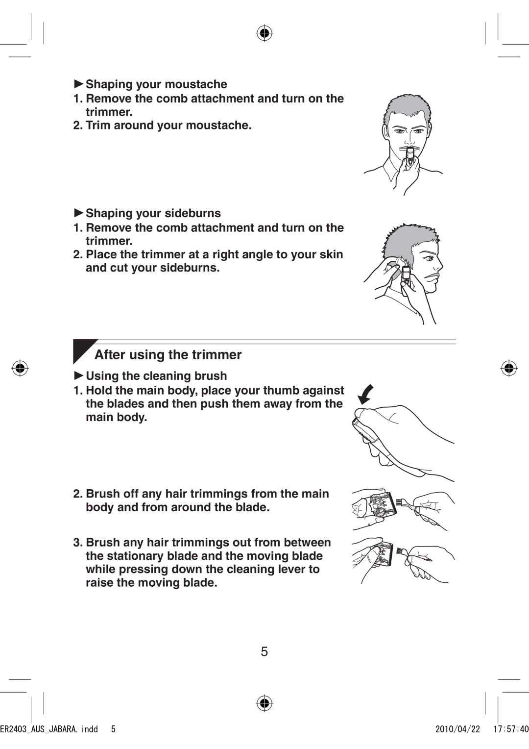 Panasonic ER2403 operating instructions After using the trimmer 