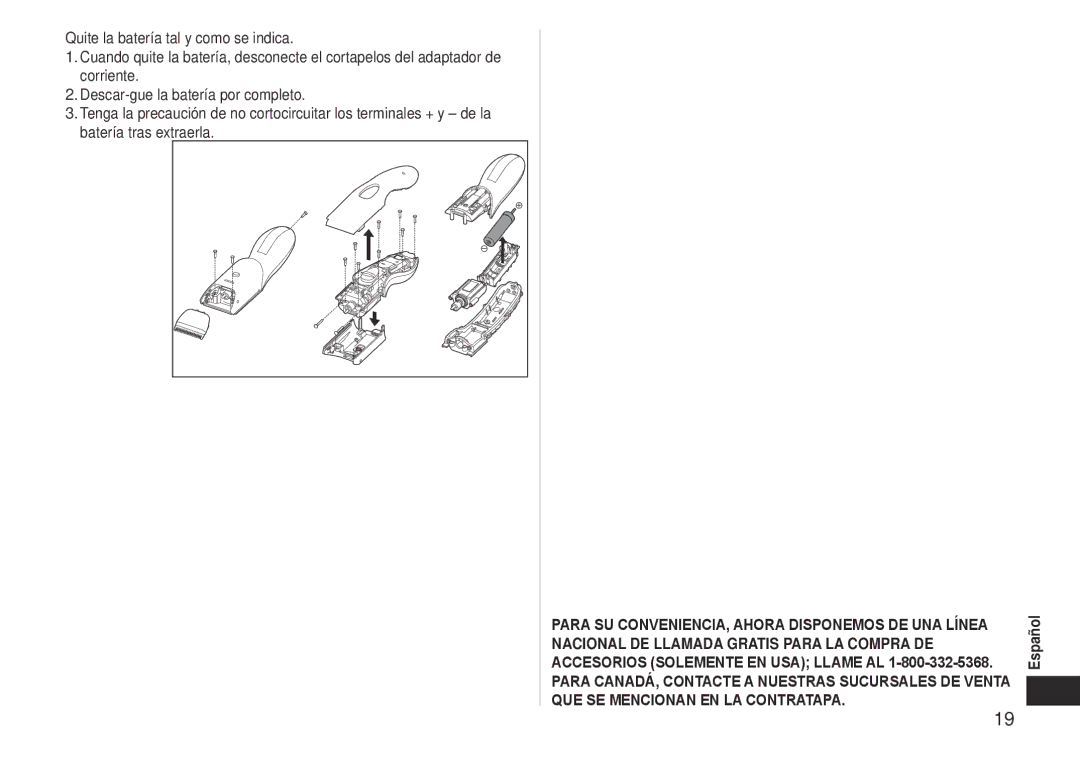 Panasonic ERCA35 operating instructions Español 