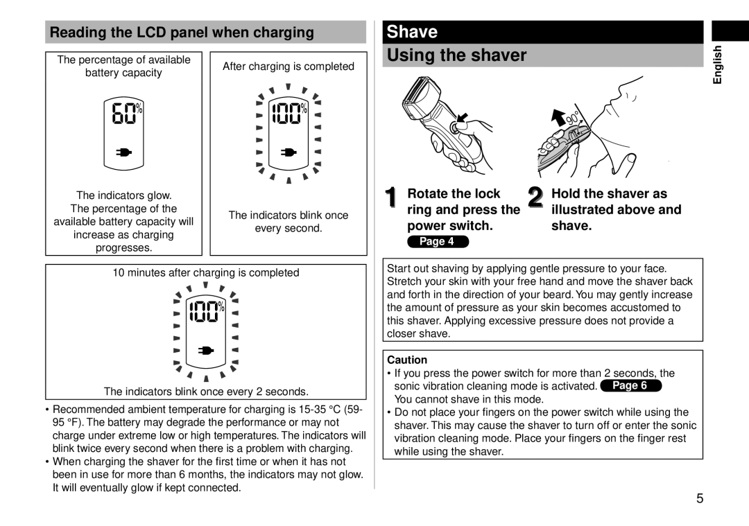 Panasonic ES-LT41 operating instructions Shave 