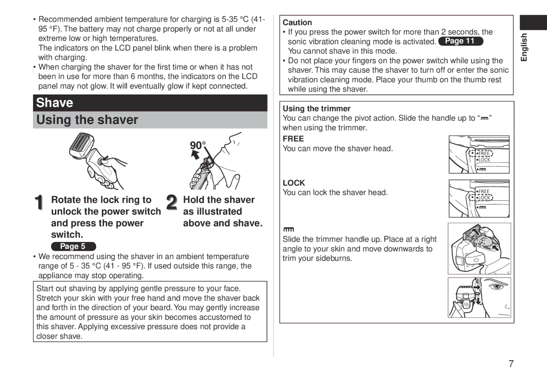 Panasonic ES-LV81 operating instructions Shave 