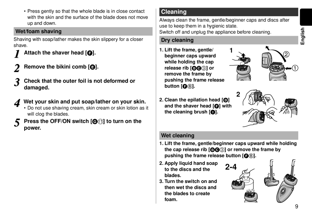 Panasonic ES-WD51-P operating instructions Cleaning, Dry cleaning 