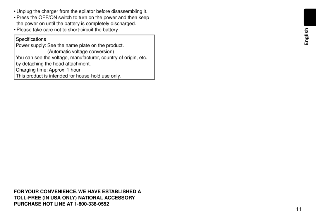 Panasonic ES-WD51 operating instructions English 