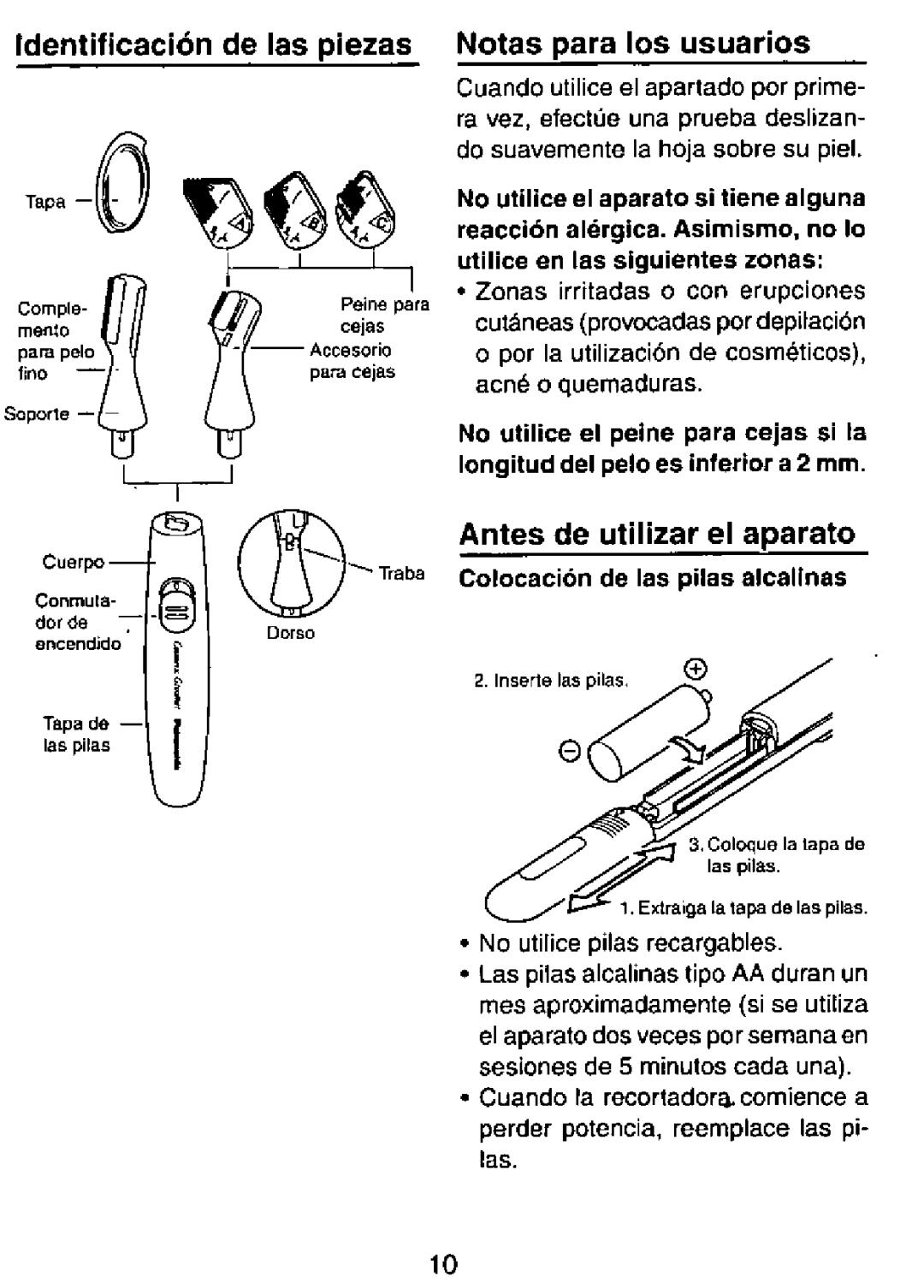 Panasonic ES113 manual 