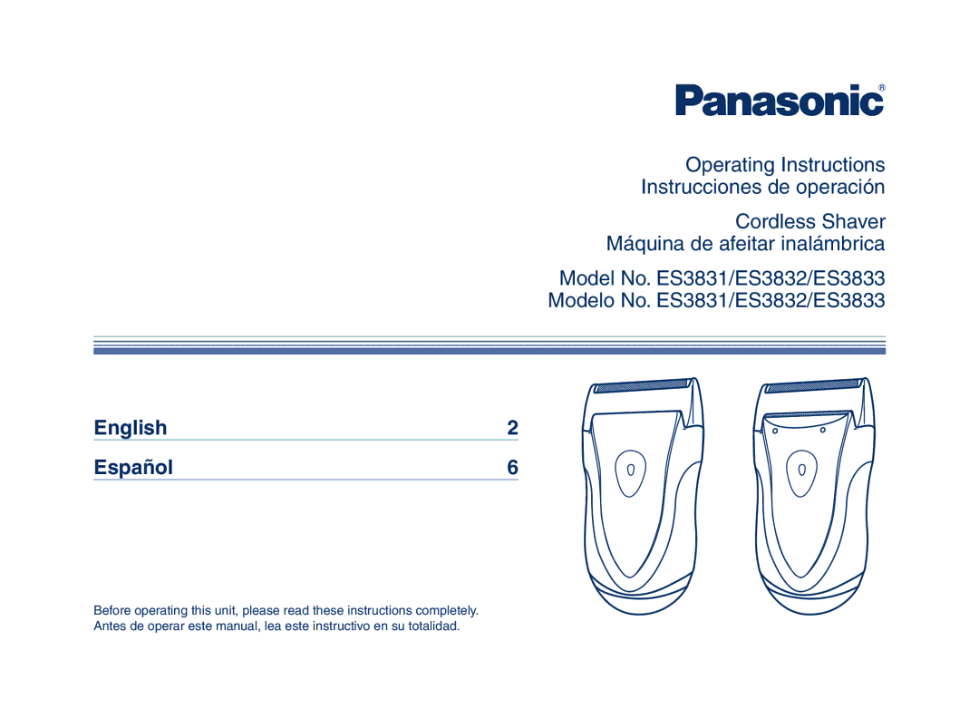 Panasonic ES3831 operating instructions English  Español  