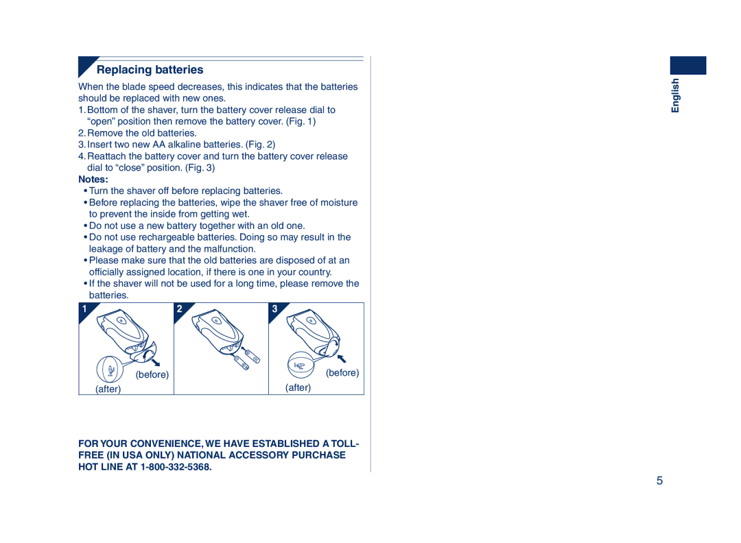 Panasonic ES3831 operating instructions Replacing batteries, After 