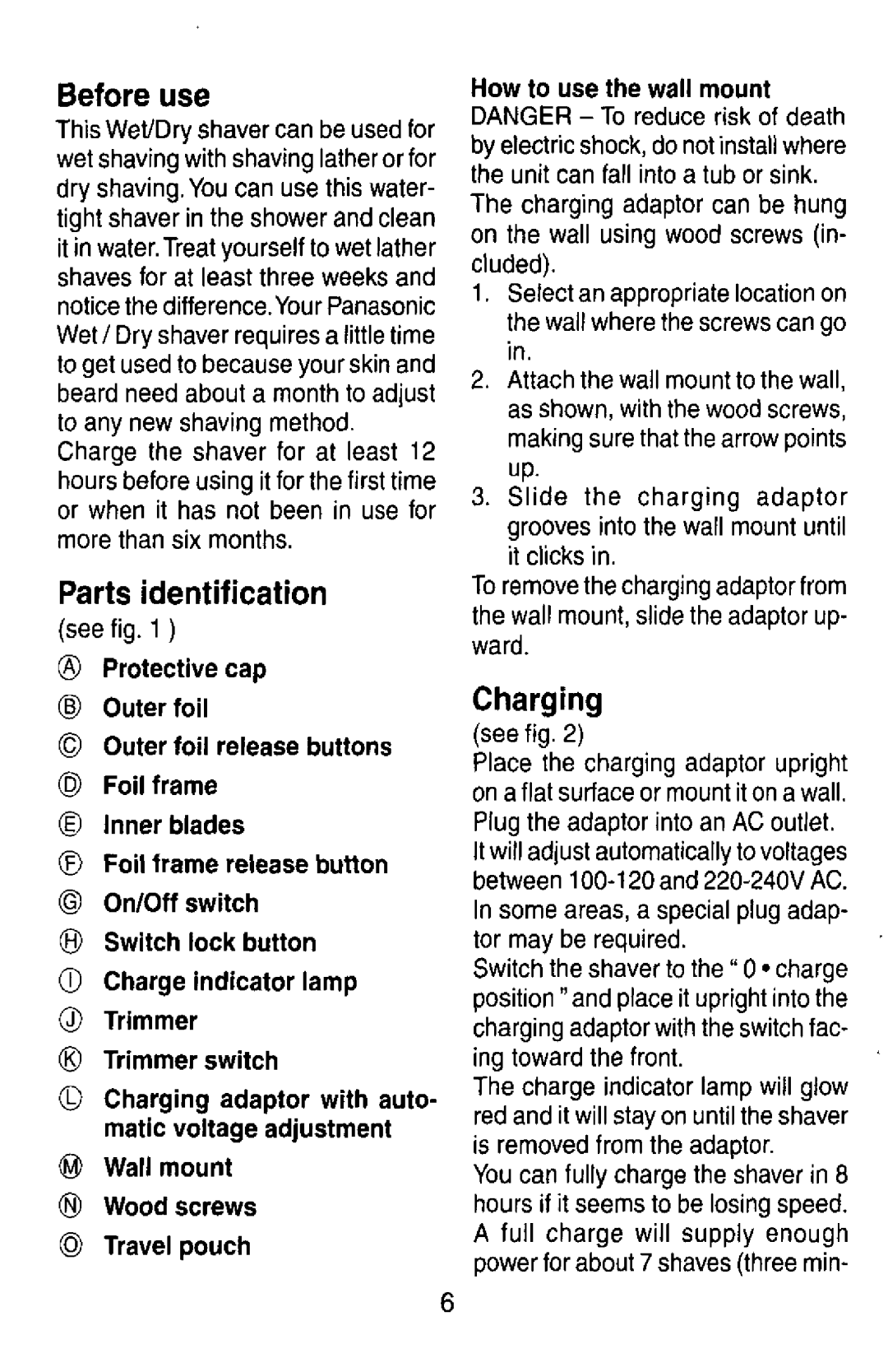 Panasonic ES4001 manual 