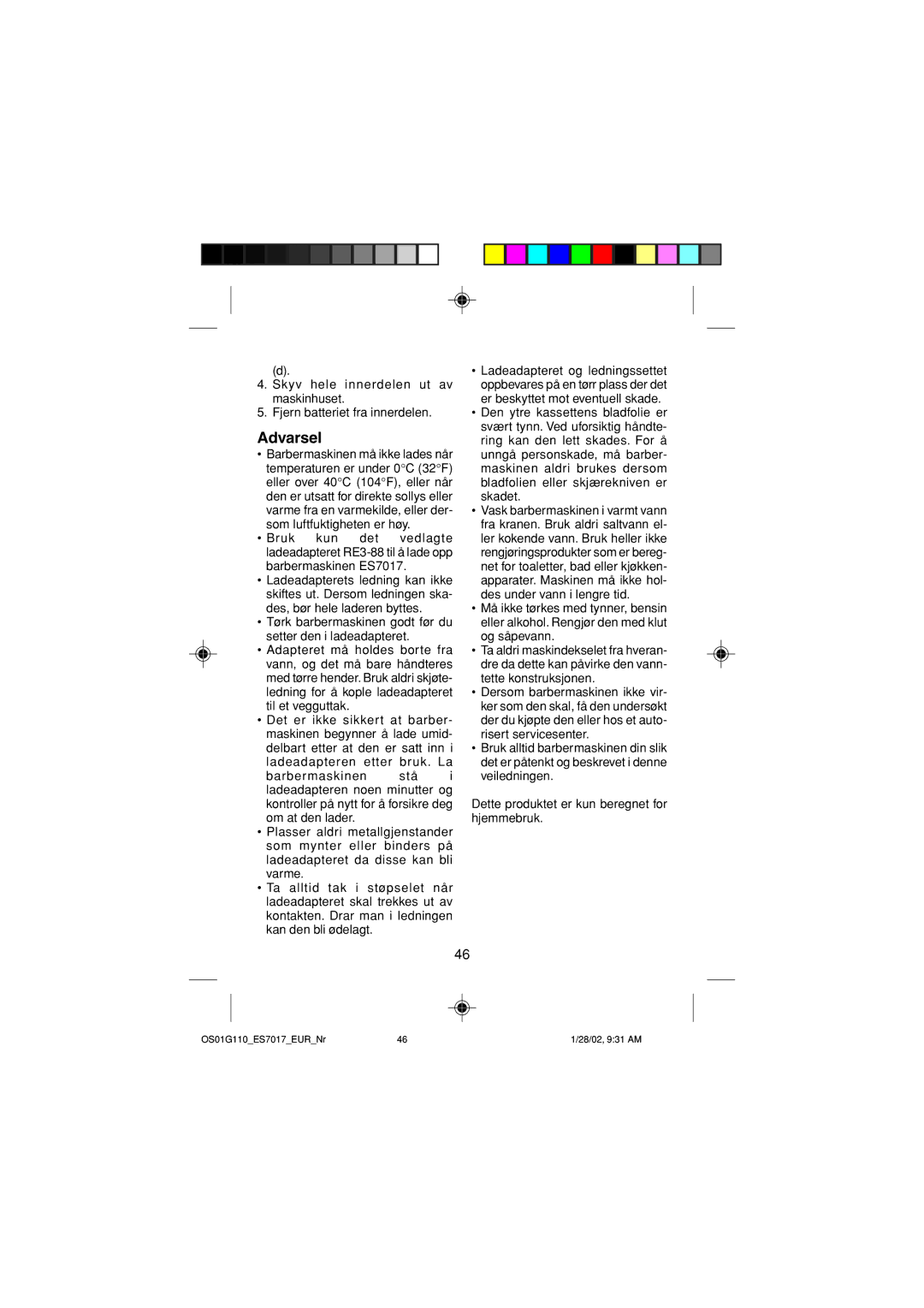 Panasonic operating instructions OS01G110ES7017EURNr 28/02, 931 AM 